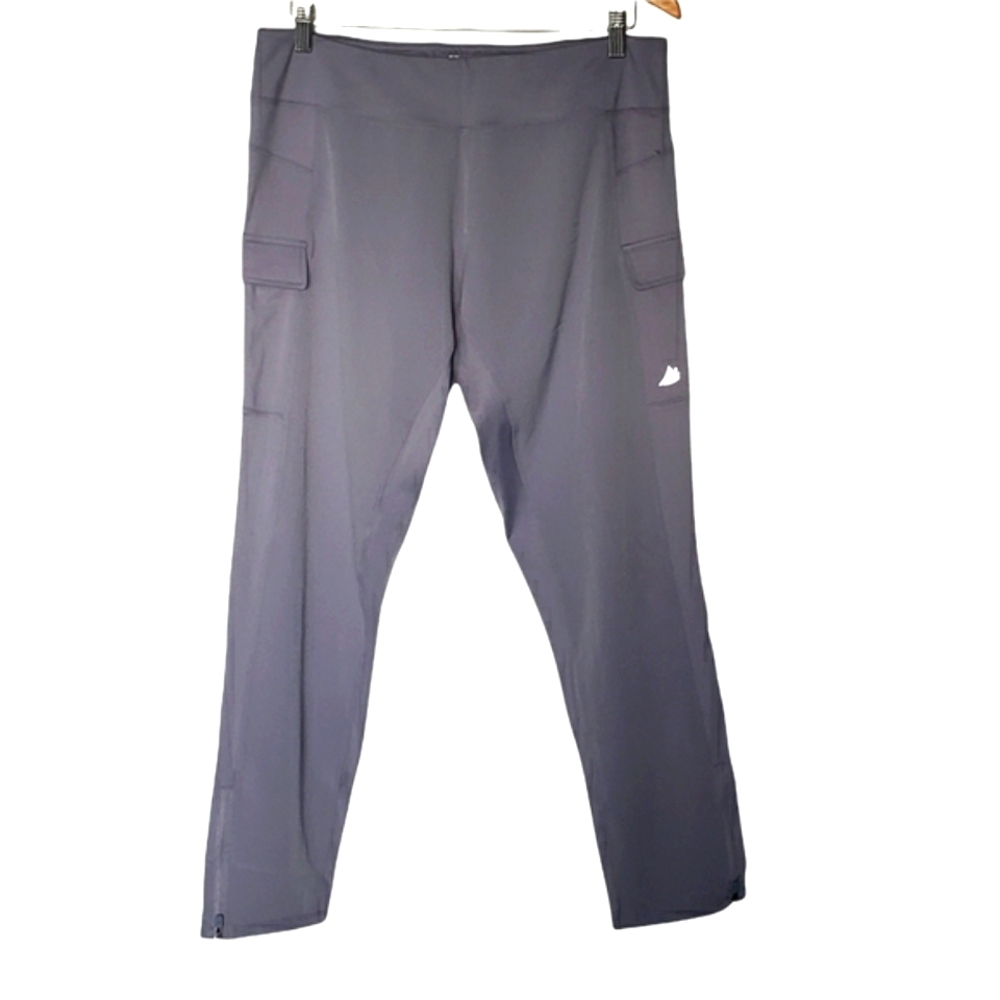 Free2B Gray Athletic Workout Leggings Size XL Side Pockets